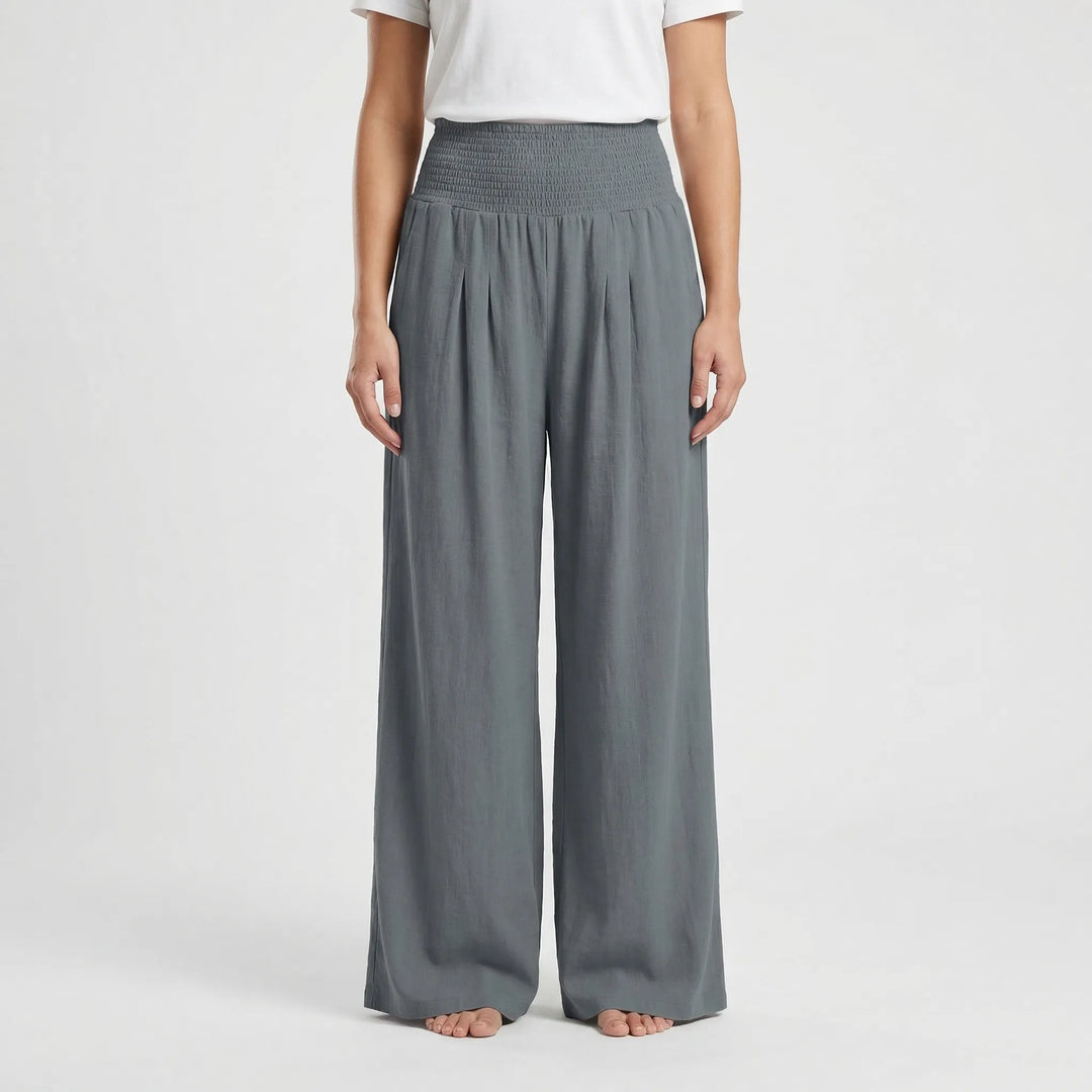 Wide-Leg High-Waist Summer Trousers - Sylvia