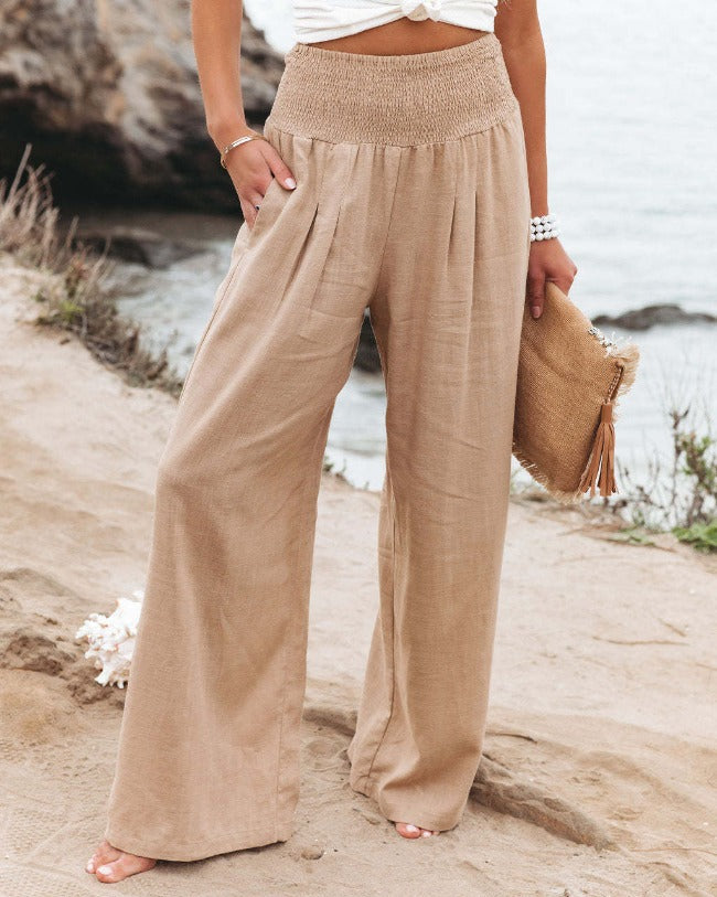 Wide-Leg High-Waist Summer Trousers - Sylvia