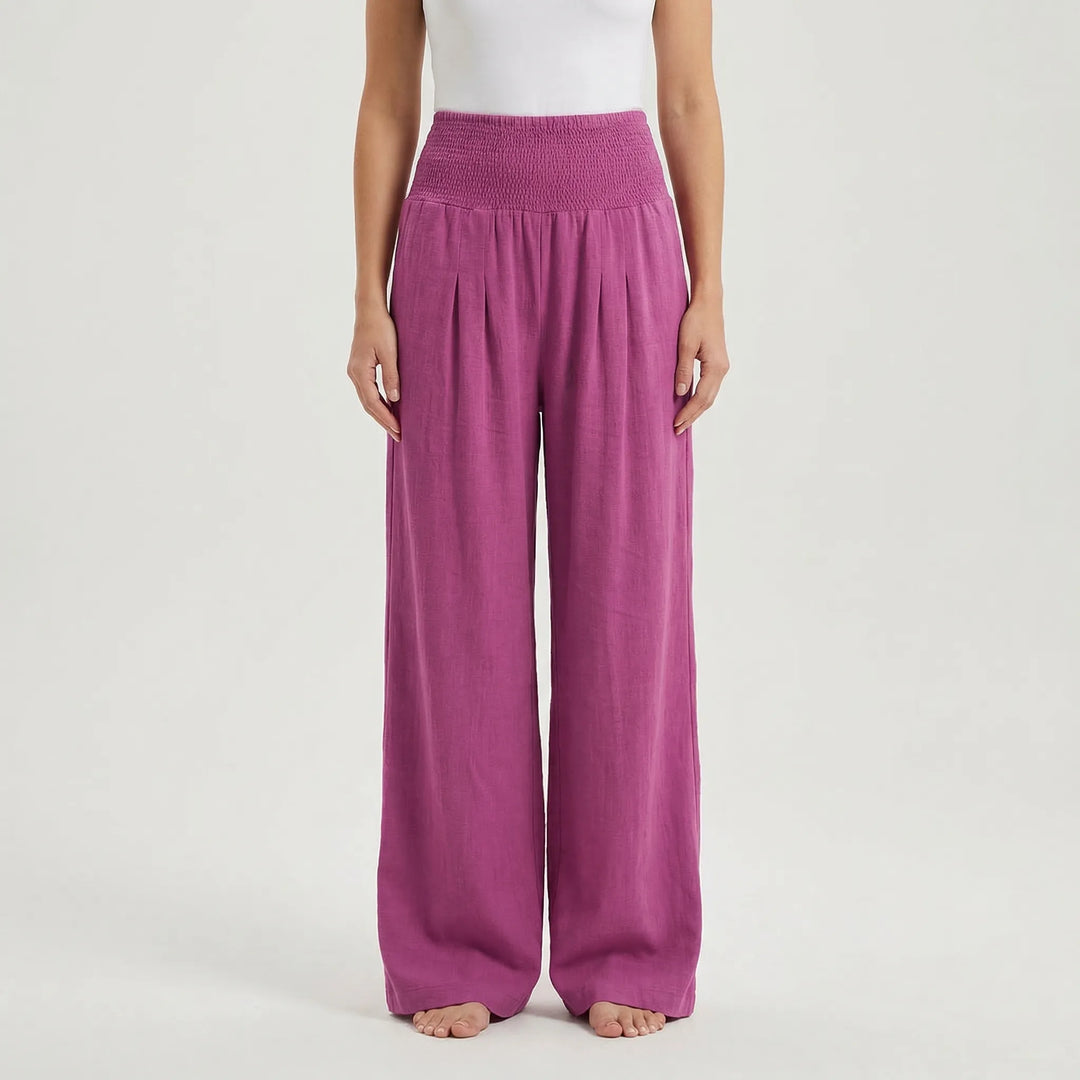Wide-Leg High-Waist Summer Trousers - Sylvia
