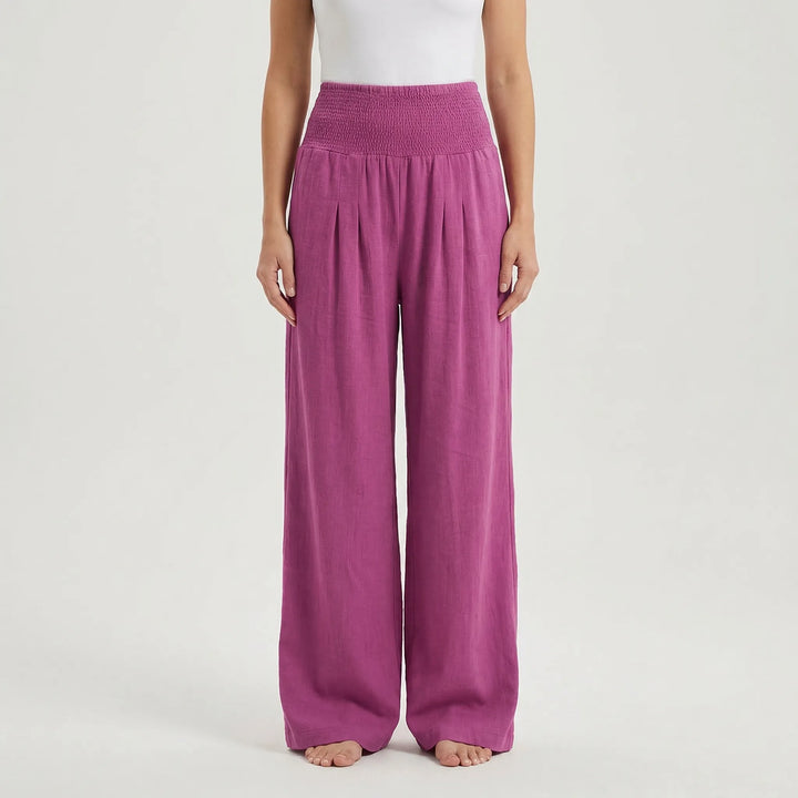 Wide-Leg High-Waist Summer Trousers - Sylvia