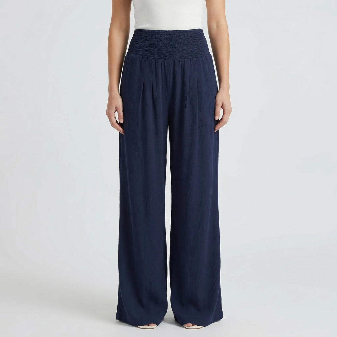 Wide-Leg High-Waist Summer Trousers - Sylvia
