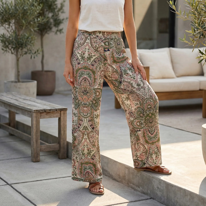 Wide-Leg Printed Boho Trousers - Hannah