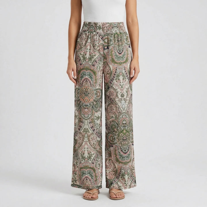 Wide-Leg Printed Boho Trousers - Hannah