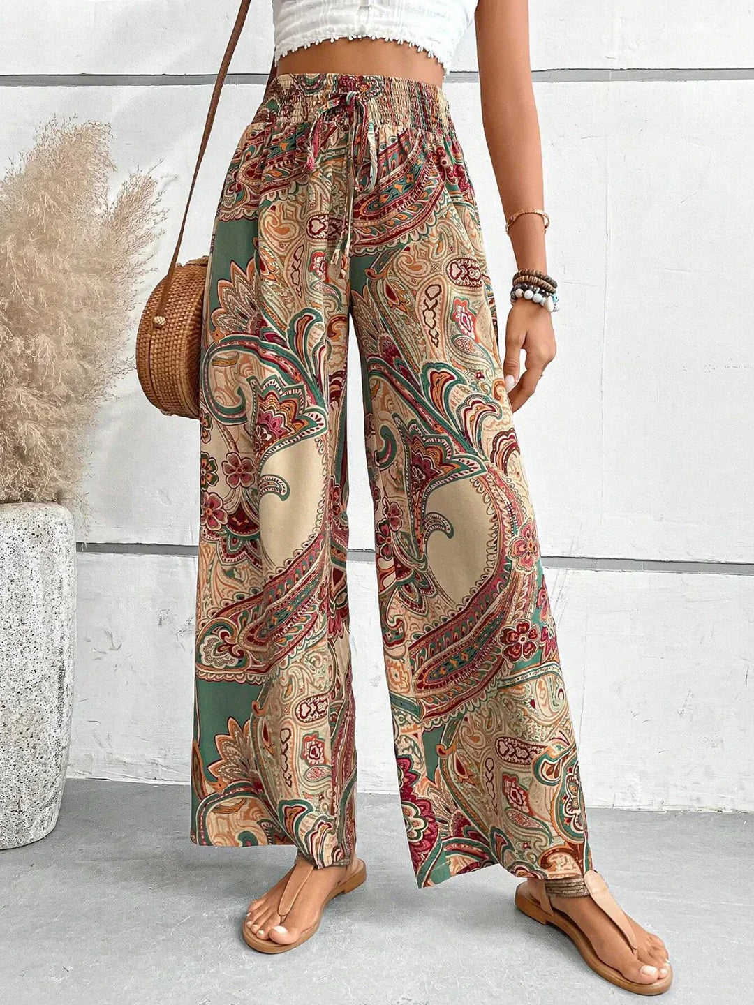 Wide-Leg Printed Boho Trousers - Hannah