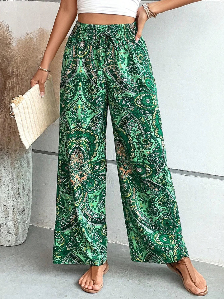 Wide-Leg Printed Boho Trousers - Hannah
