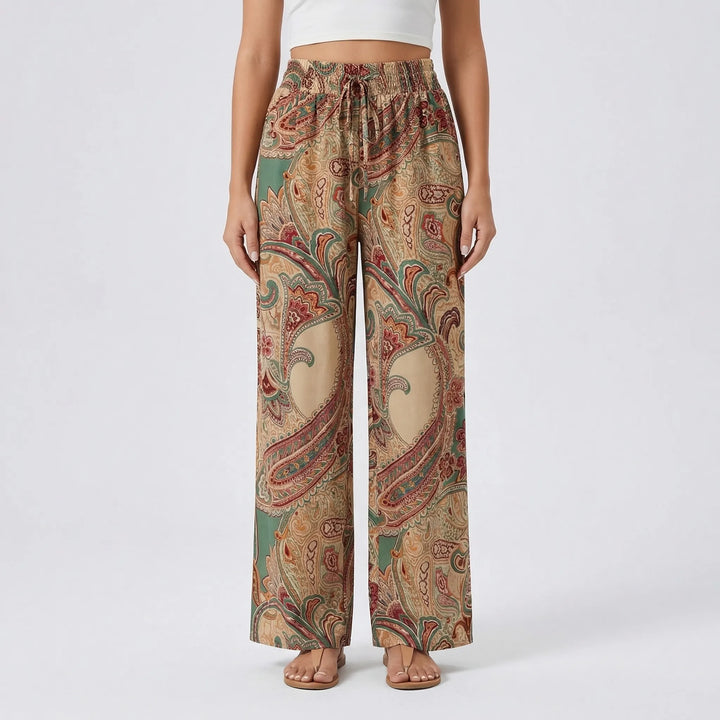 Wide-Leg Printed Boho Trousers - Hannah