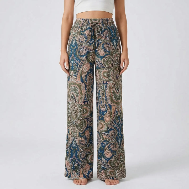 Wide-Leg Printed Boho Trousers - Hannah
