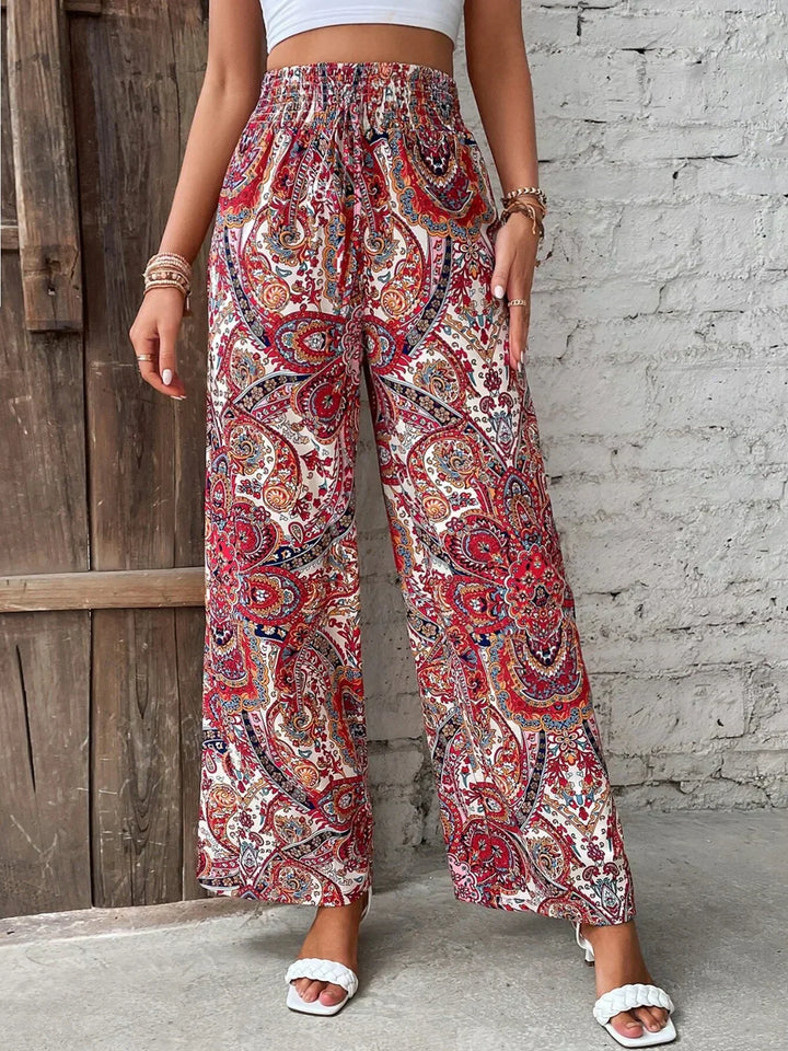 Wide-Leg Printed Boho Trousers - Hannah