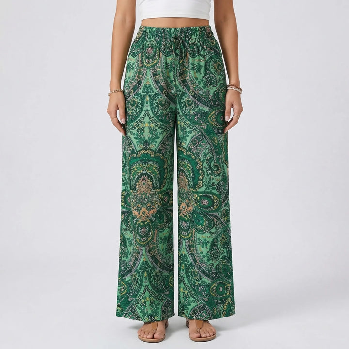 Wide-Leg Printed Boho Trousers - Hannah