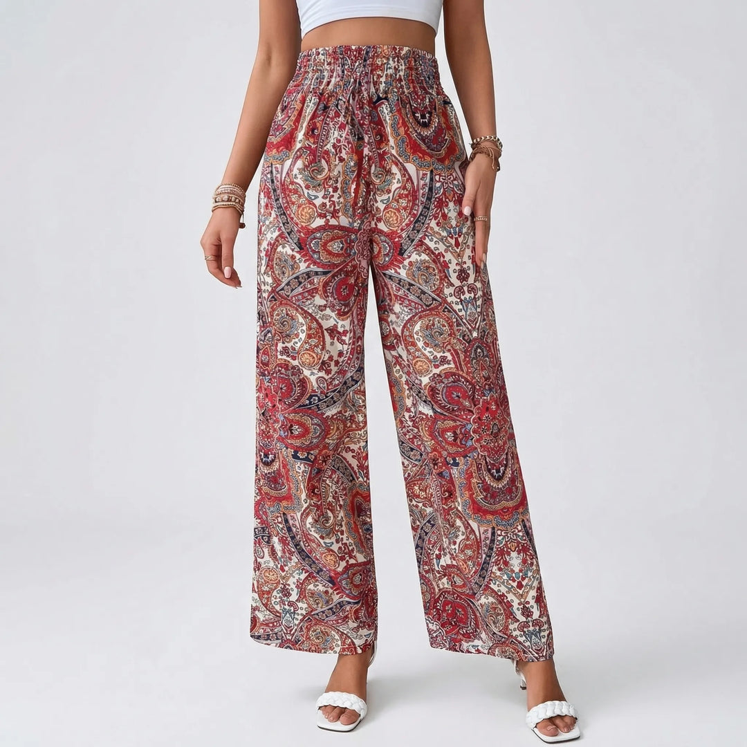 Wide-Leg Printed Boho Trousers - Hannah