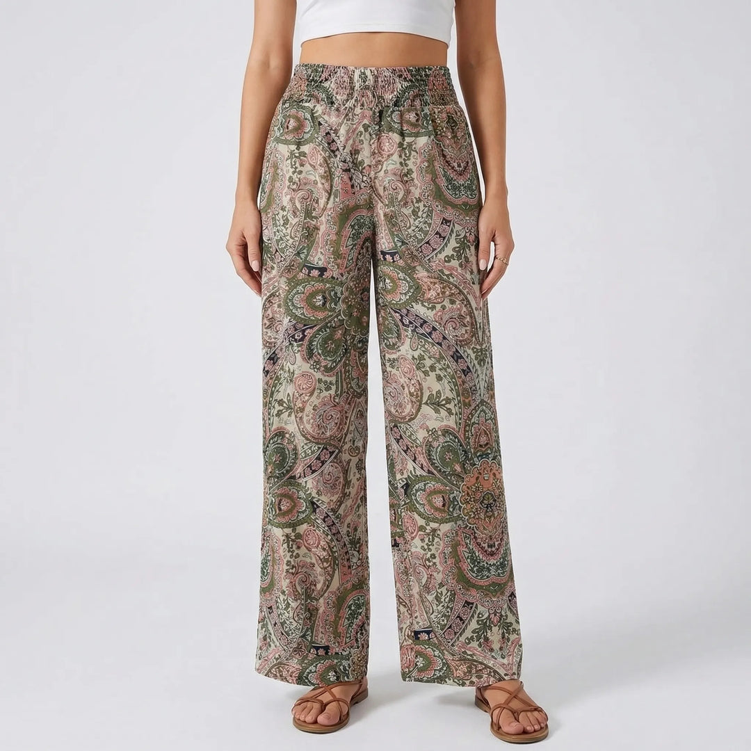 Wide-Leg Printed Boho Trousers - Hannah