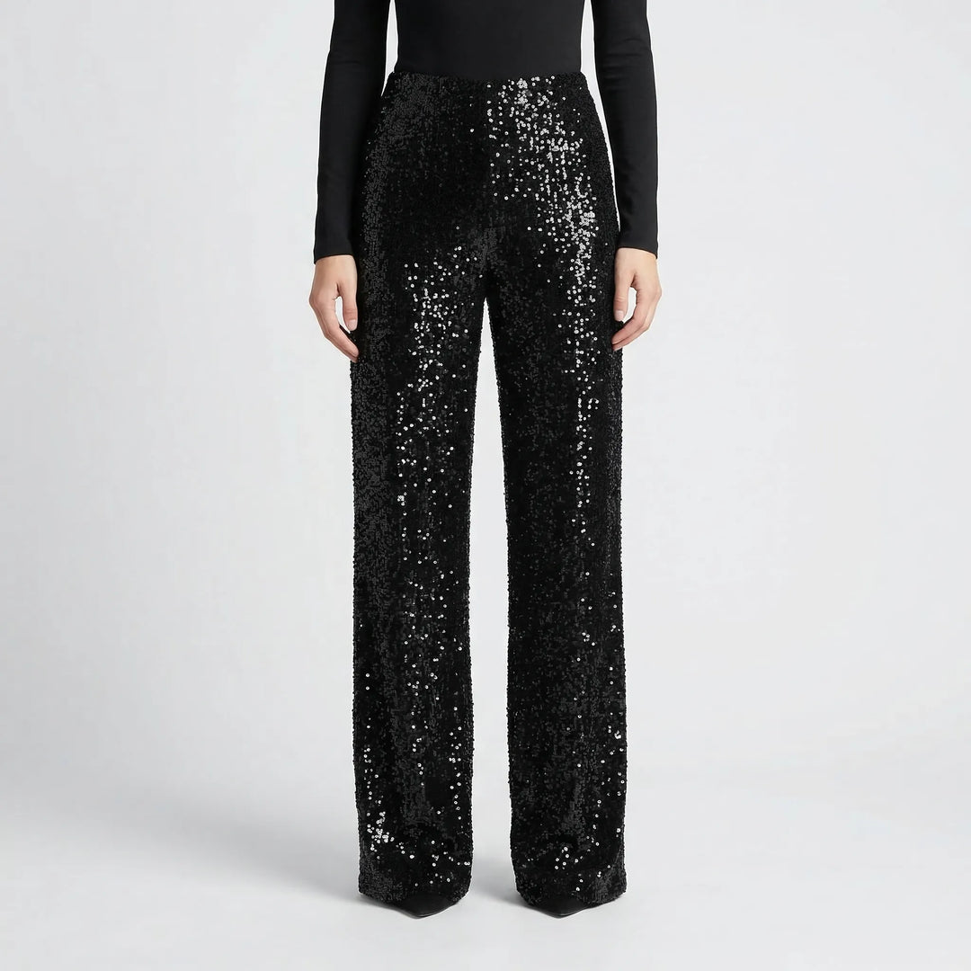 Wide-Leg Sequin Trousers Full Length - Molly