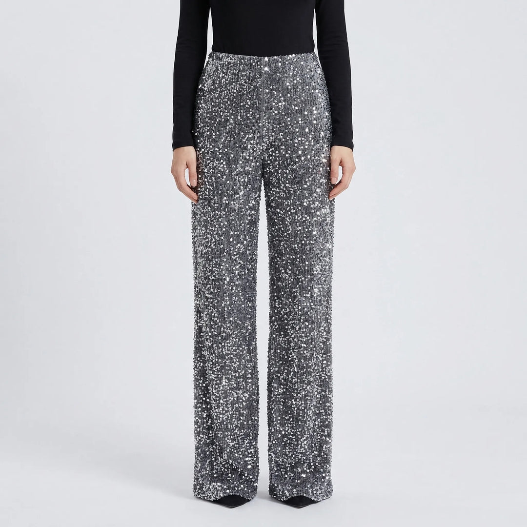 Wide-Leg Sequin Trousers Full Length - Molly