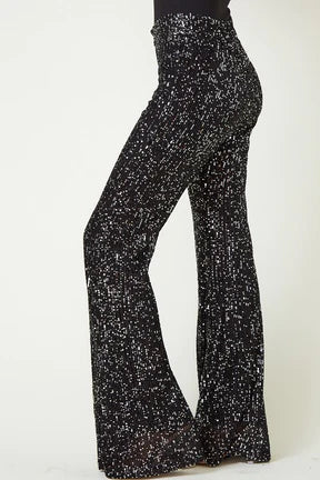 Wide-Leg Sequin Trousers Full Length - Molly