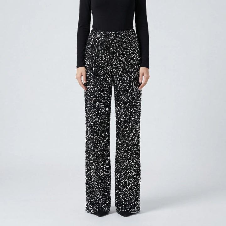 Wide-Leg Sequin Trousers Full Length - Molly