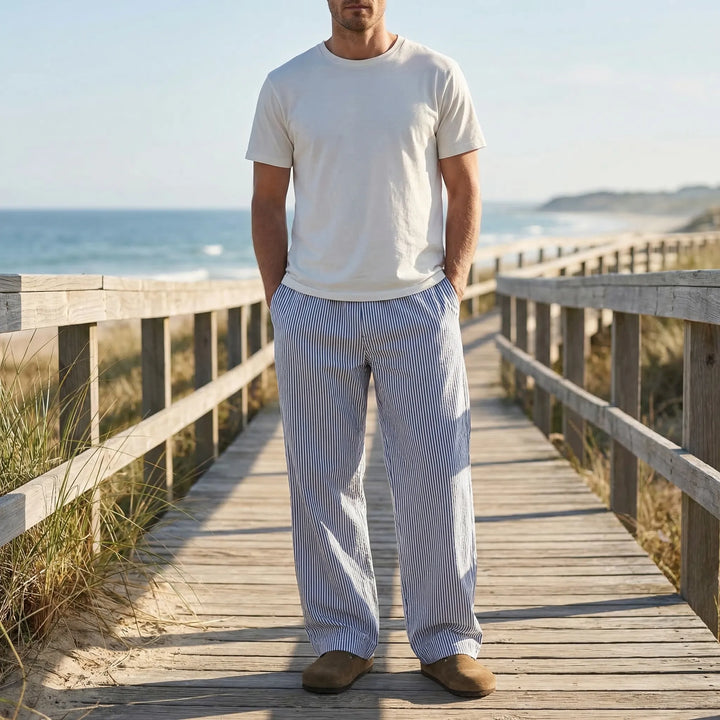 Wide-Leg Striped Casual Trousers - Alex
