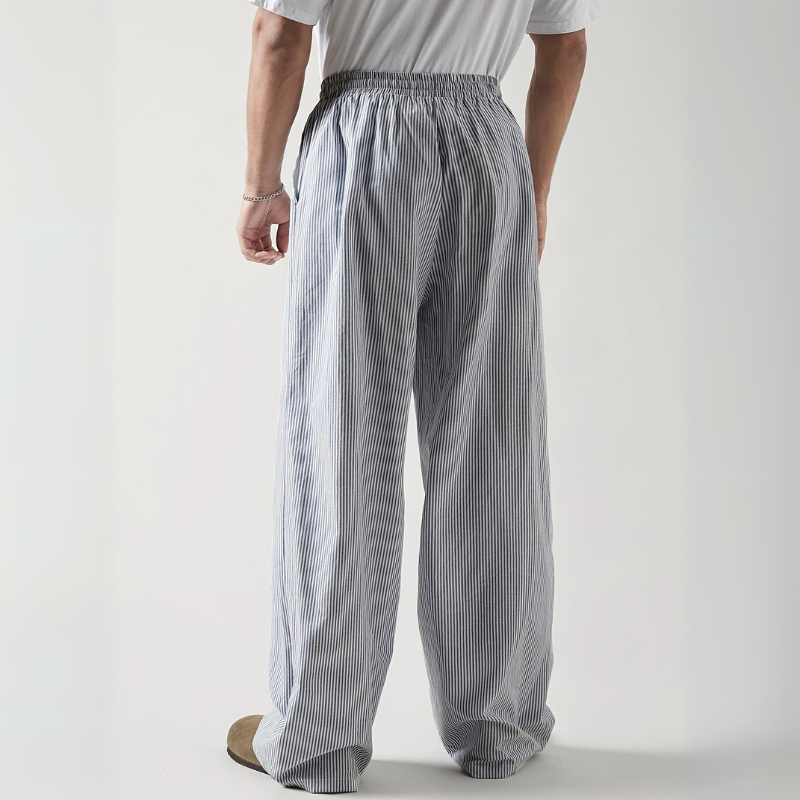 Wide-Leg Striped Casual Trousers - Alex