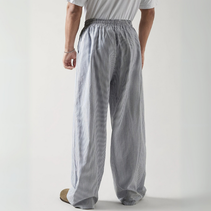 Wide-Leg Striped Casual Trousers - Alex