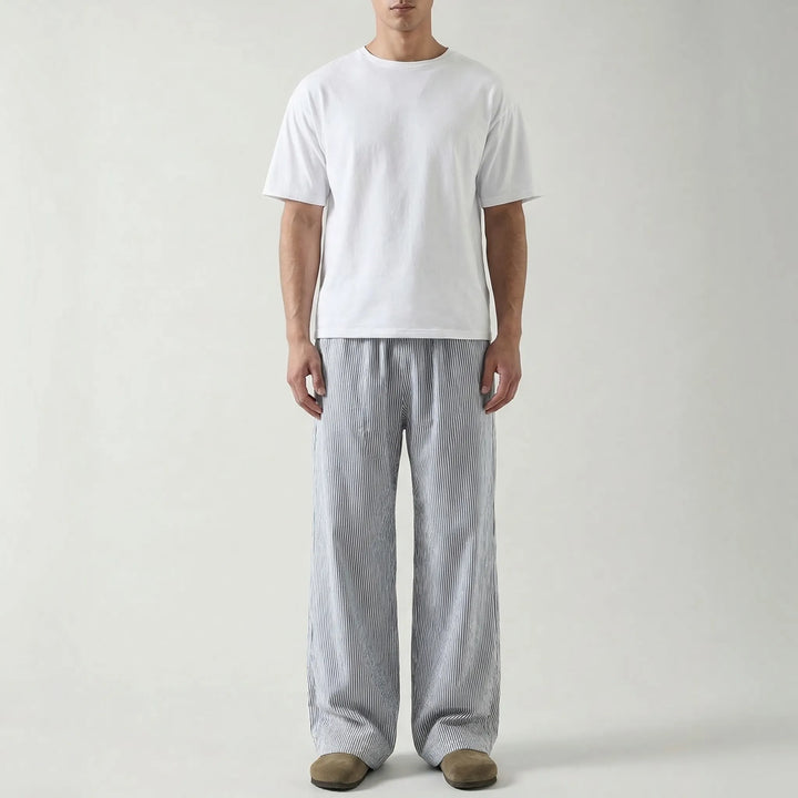 Wide-Leg Striped Casual Trousers - Alex