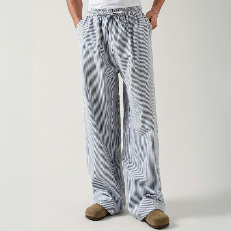 Wide-Leg Striped Casual Trousers - Alex