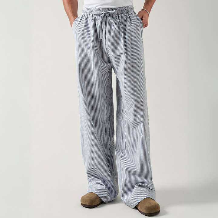 Wide-Leg Striped Casual Trousers - Alex