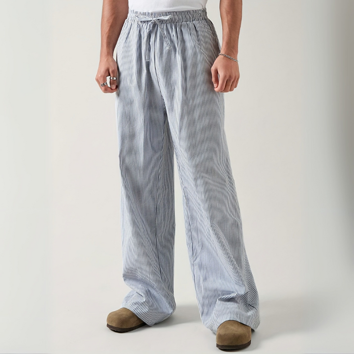 Wide-Leg Striped Casual Trousers - Alex