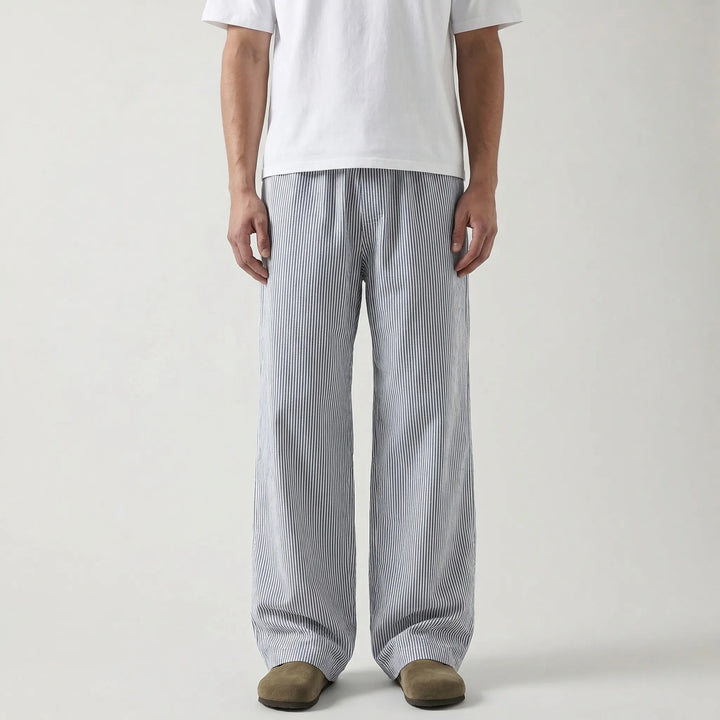 Wide-Leg Striped Casual Trousers - Alex