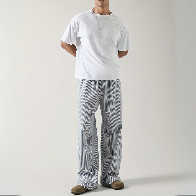 Wide-Leg Striped Casual Trousers - Alex