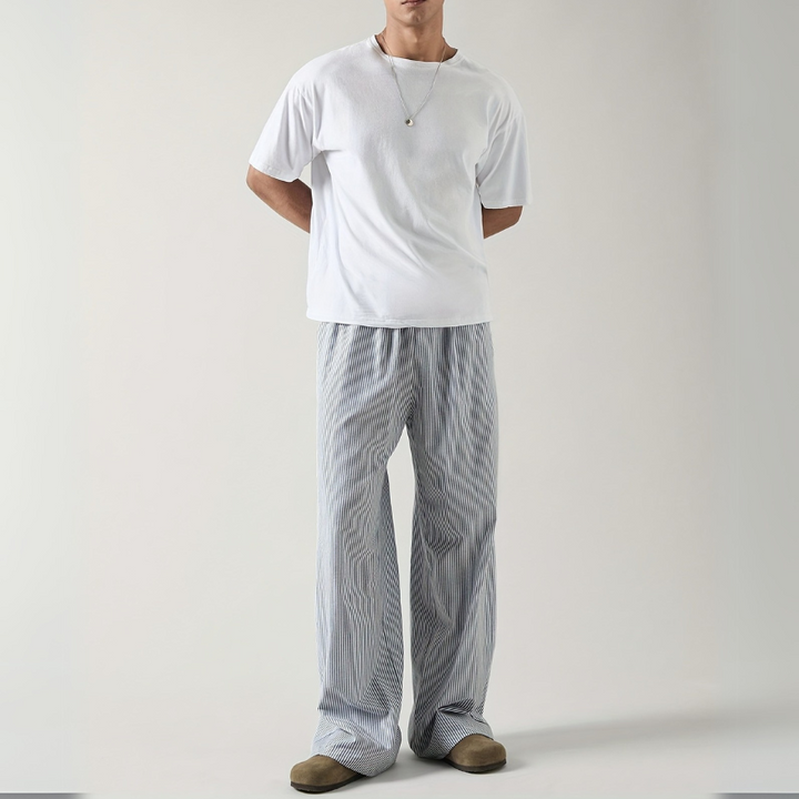 Wide-Leg Striped Casual Trousers - Alex