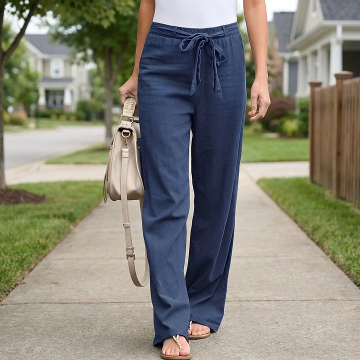 Wide-Leg Tie-Waist Women's Trousers - Laverne