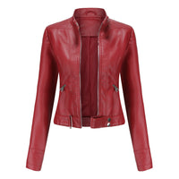 Stylish women's leather jacket in classic design - Marlene