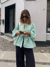 Checked Women's Blouse with Puff Sleeves – Maeve