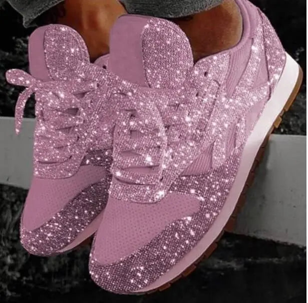 Glitter women's sneakers with sporty comfort - Leona