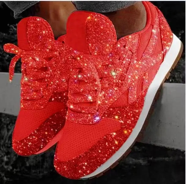 Glitter women's sneakers with sporty comfort - Leona