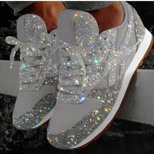 Glitter women's sneakers with sporty comfort - Leona