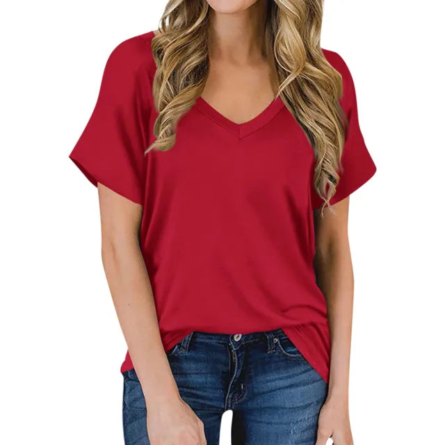 Prosty T-shirt z dekoltem w serek - Luna