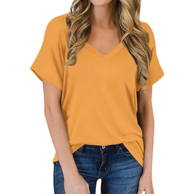 Prosty T-shirt z dekoltem w serek - Luna
