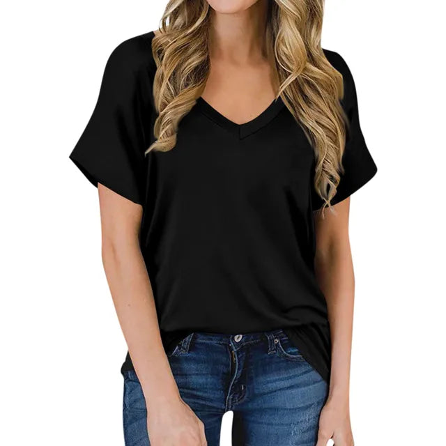 Prosty T-shirt z dekoltem w serek - Luna