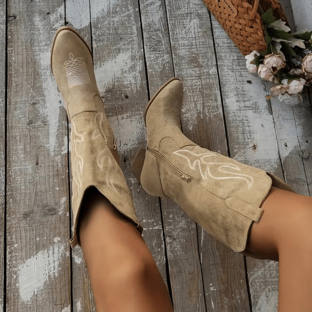 Women's Cowboy Boots With Side Zip - Lula