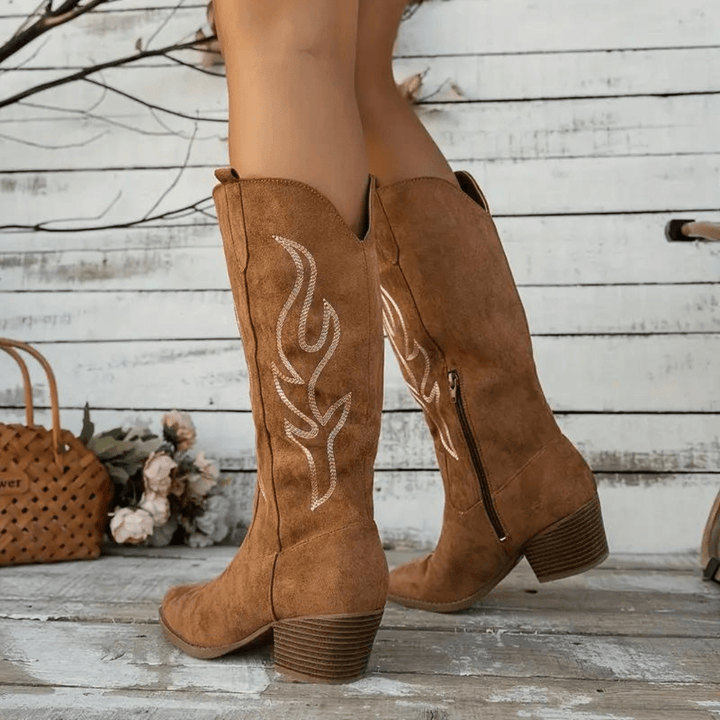 Women's Cowboy Boots With Side Zip - Lula