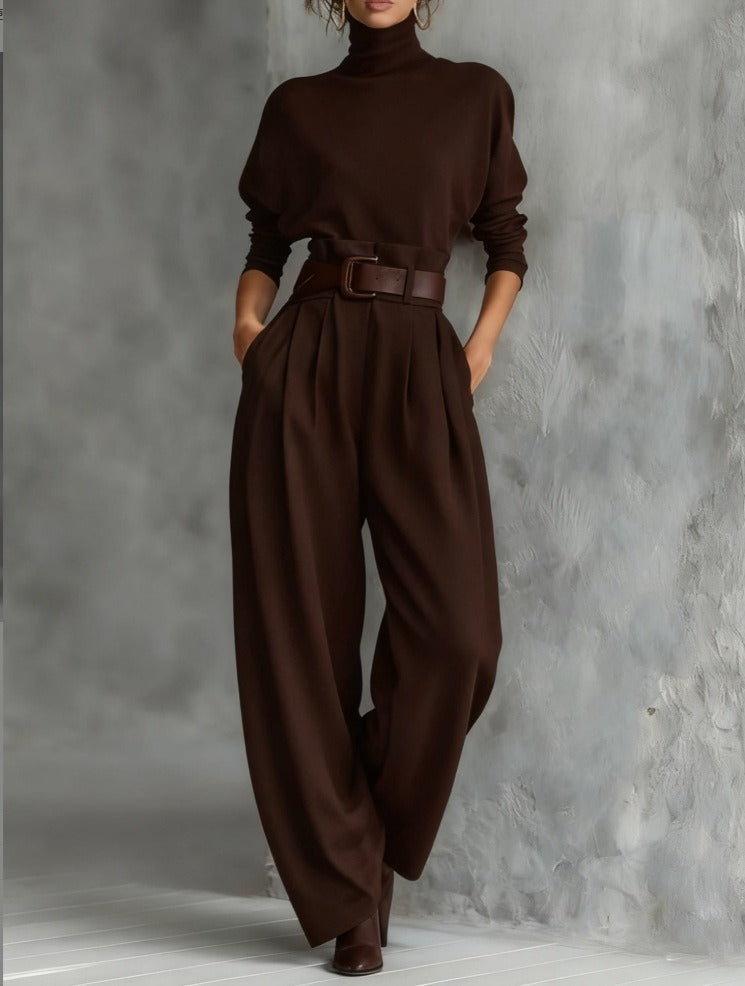 Women's Elegant Turtleneck And Trouser Set - Rachael