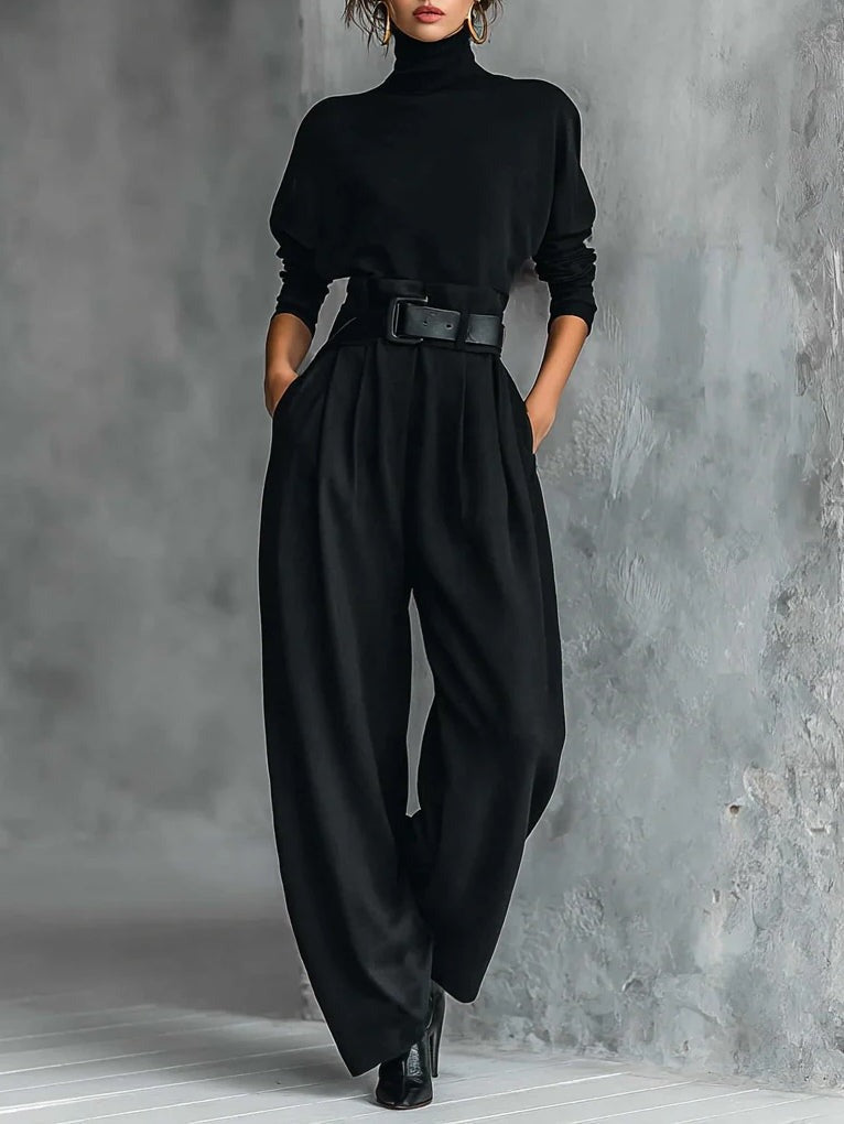 Women's Elegant Turtleneck And Trouser Set - Rachael