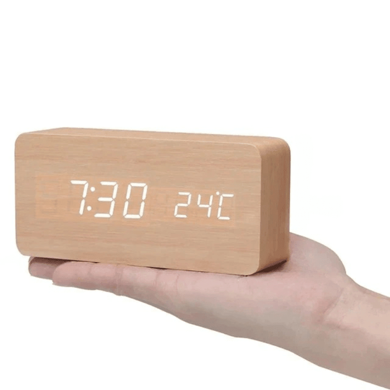 Elegant LED Wood Clock with Voice Control 15