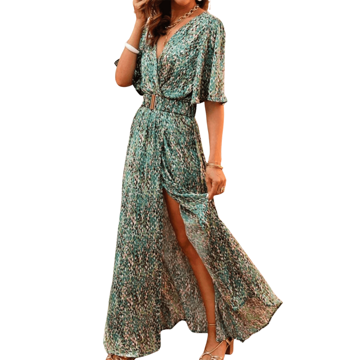 Wrap-Style Floral Print Maxi Dress - Christina