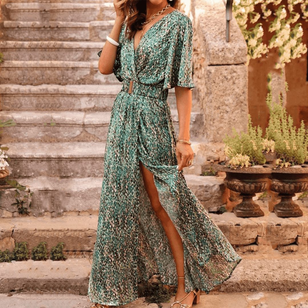 Wrap-Style Floral Print Maxi Dress - Christina