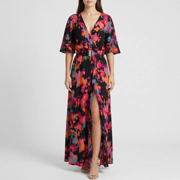 Wrap-Style Floral Print Maxi Dress - Christina