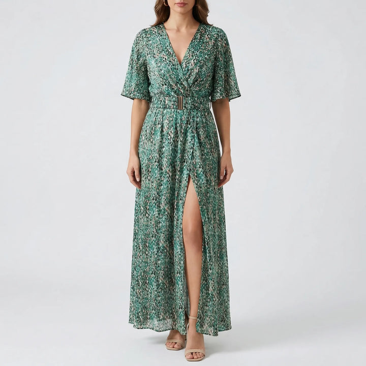Wrap-Style Floral Print Maxi Dress - Christina