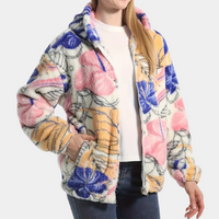 Warme Damesjas met Capuchon en Bloemenprint - Elira