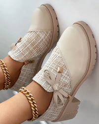 Stylish Block Heel Shoes with Bow Details - Florina