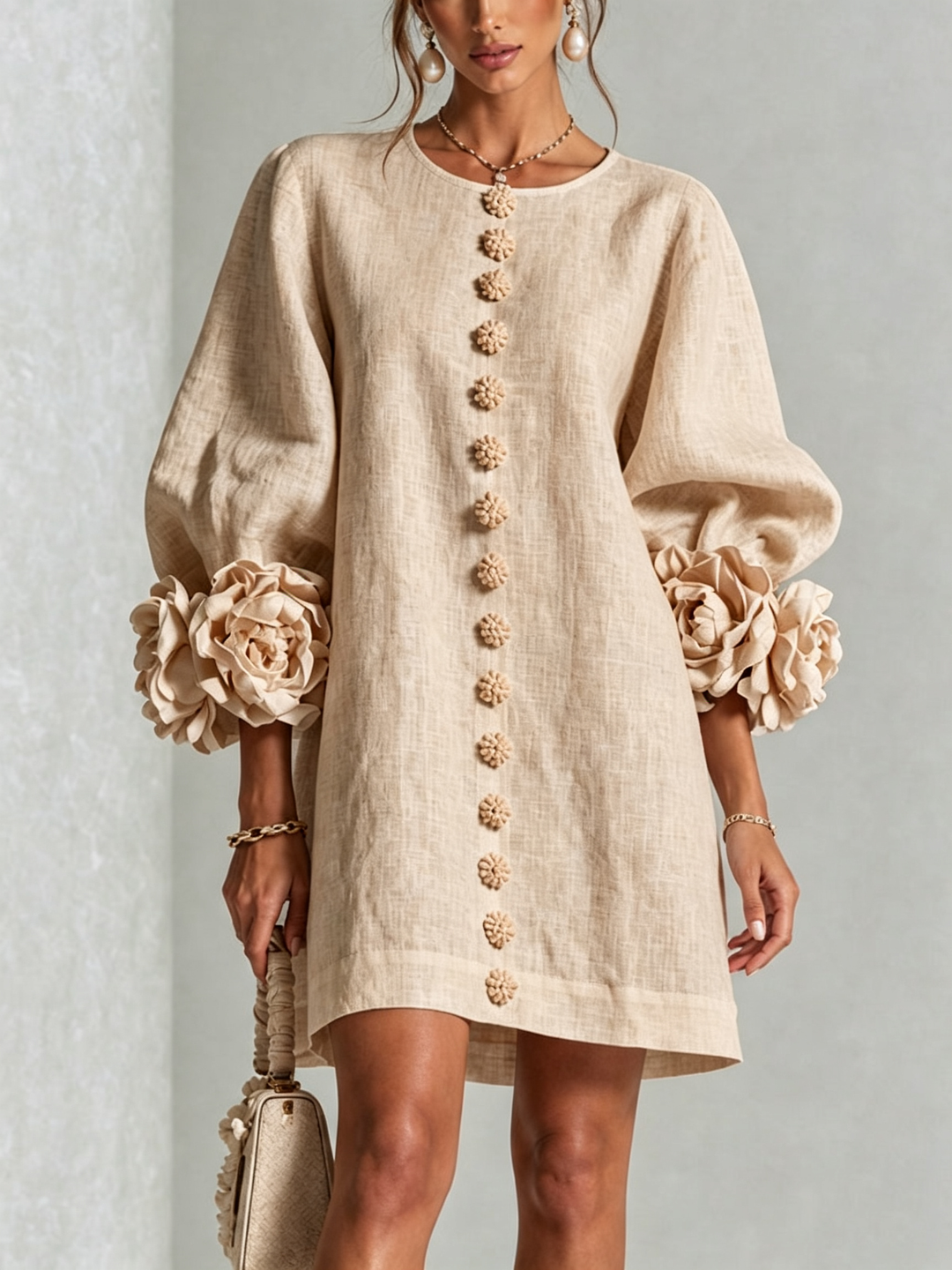 Boryana Colorful Mini Dress with Statement Ruffled Cuffs 23